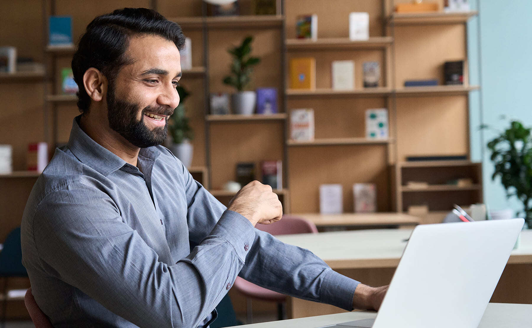 Man working and smiling
